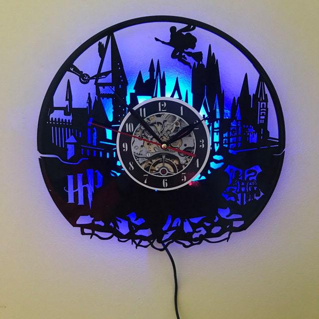 Harry Potter Vinyl Wall Clock Led Night Light Harry Potter Creative Clock